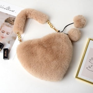 Cyber Red Fashion Plush Heart shaped Bag