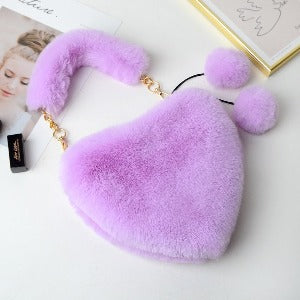 Cyber Red Fashion Plush Heart shaped Bag