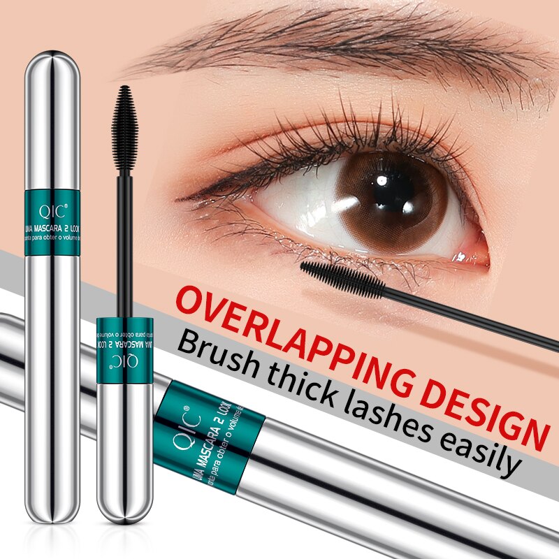 QIC Double Head Waterproof Mascara 4D Thick Pull Long Curl Eyelashes Liquid Not Easy Dizzy Dye Eye Lashes Quick Waterproof