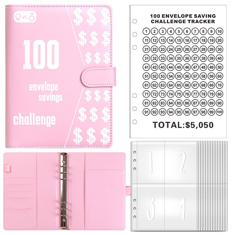 100 Envelope Challenge Binder Couple 100 Day Challenge Savings Handbooks Notebook