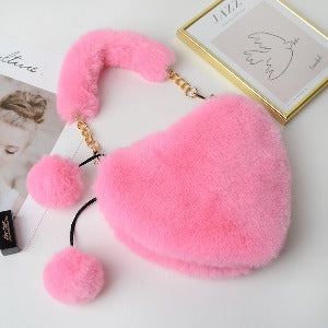 Cyber Red Fashion Plush Heart shaped Bag