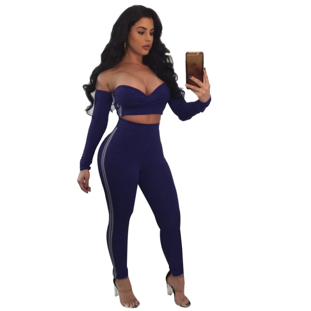 Sexy two piece set Short tube tops Pencil Pants Plus size women tracksuit womens two piece sets Fashion outfits