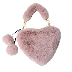 Cyber Red Fashion Plush Heart shaped Bag