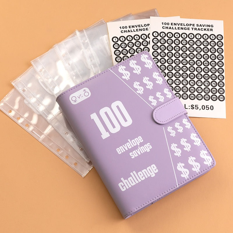 100 Envelope Challenge Binder Couple 100 Day Challenge Savings Handbooks Notebook