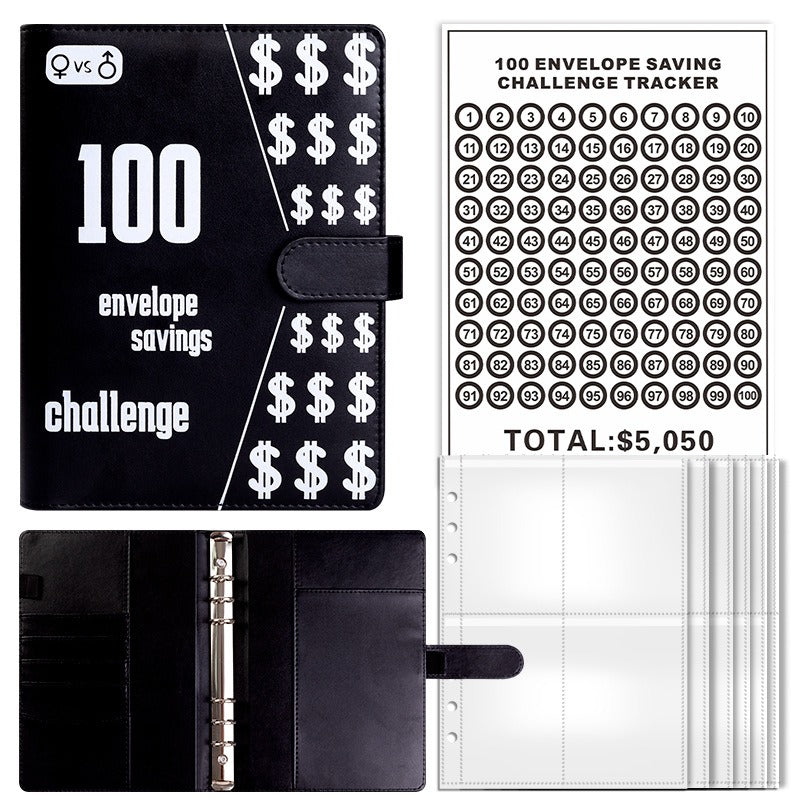 100 Envelope Challenge Binder Couple 100 Day Challenge Savings Handbooks Notebook