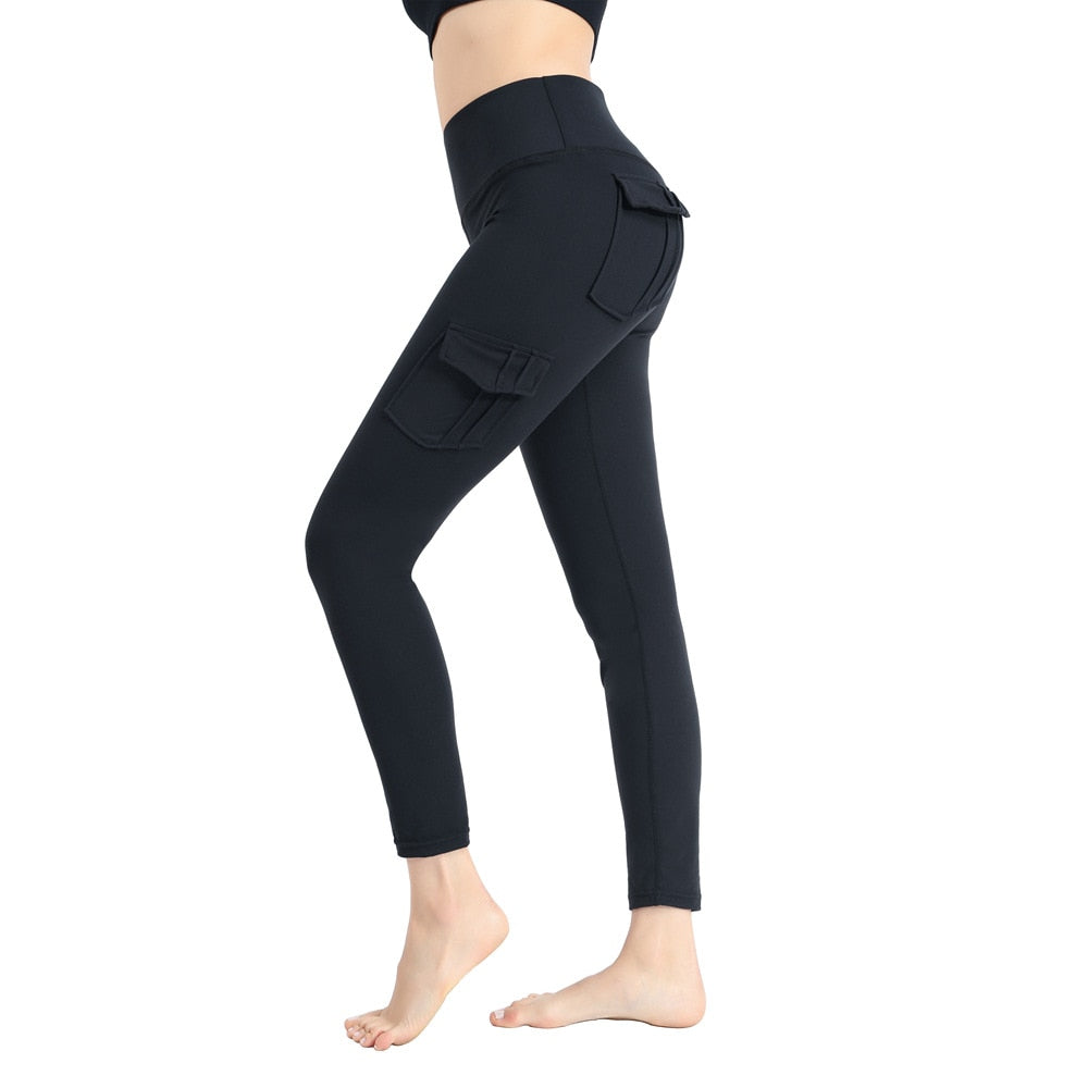 Women Yoga Pants High Waist Pocket Sweatpants Outdoor Running Fitness Pants