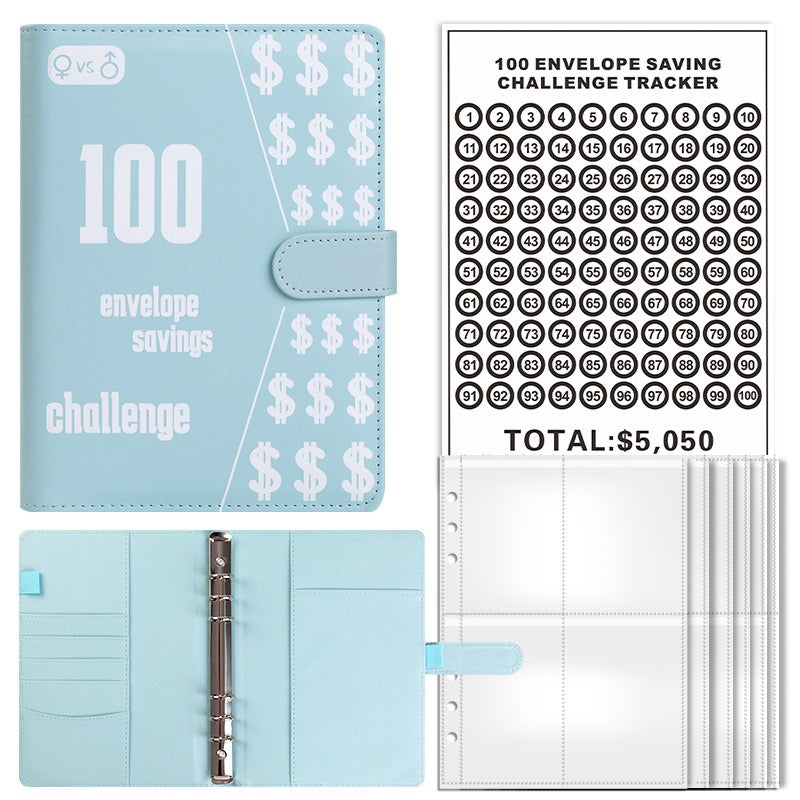 100 Envelope Challenge Binder Couple 100 Day Challenge Savings Handbooks Notebook