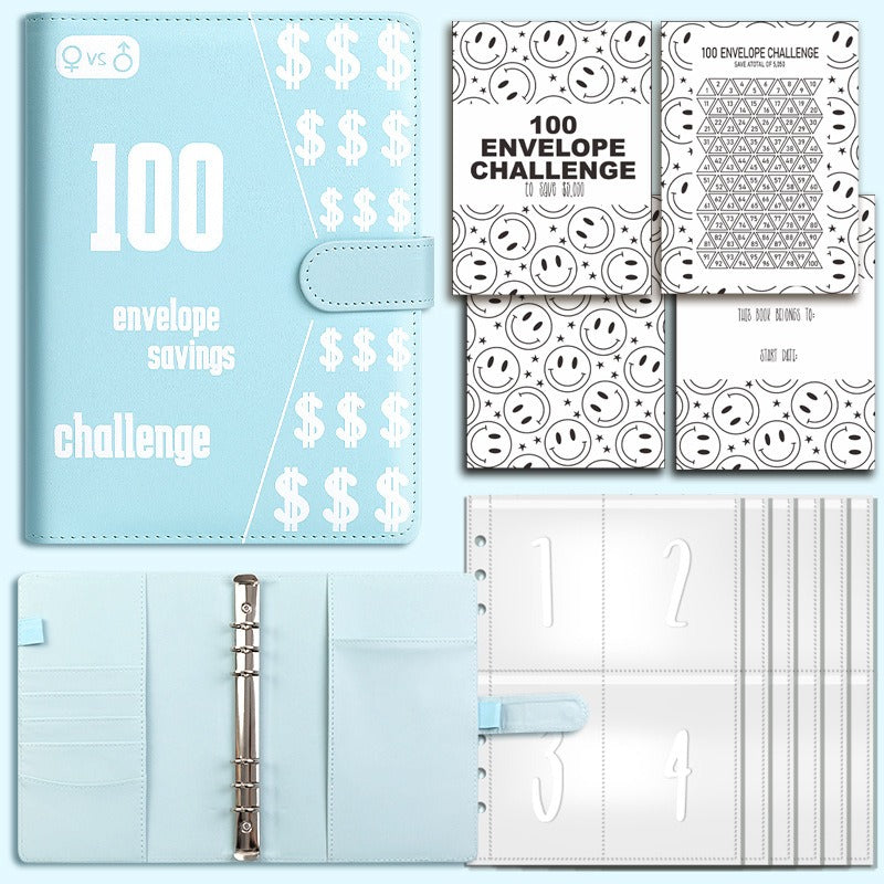 100 Envelope Challenge Binder Couple 100 Day Challenge Savings Handbooks Notebook
