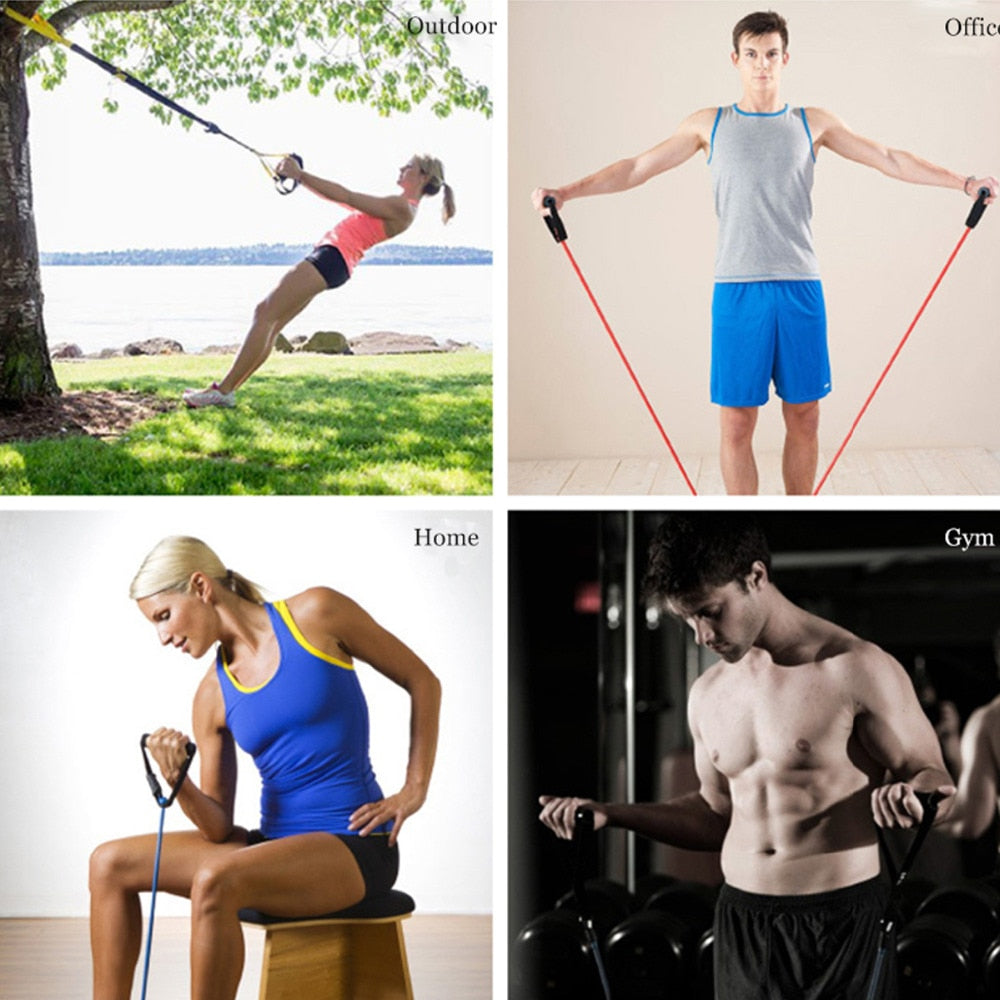 Elastic Resistance Bands Fitness Workout Exercise