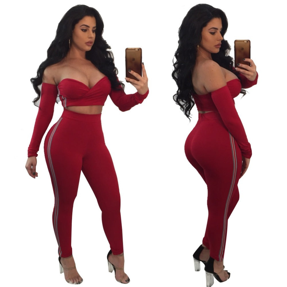 Sexy two piece set Short tube tops Pencil Pants Plus size women tracksuit womens two piece sets Fashion outfits