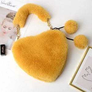 Cyber Red Fashion Plush Heart shaped Bag