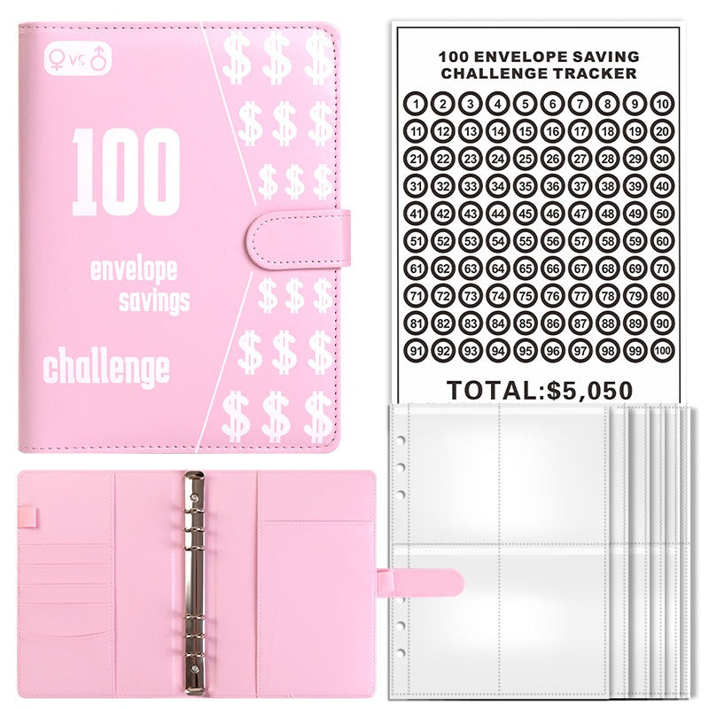 100 Envelope Challenge Binder Couple 100 Day Challenge Savings Handbooks Notebook