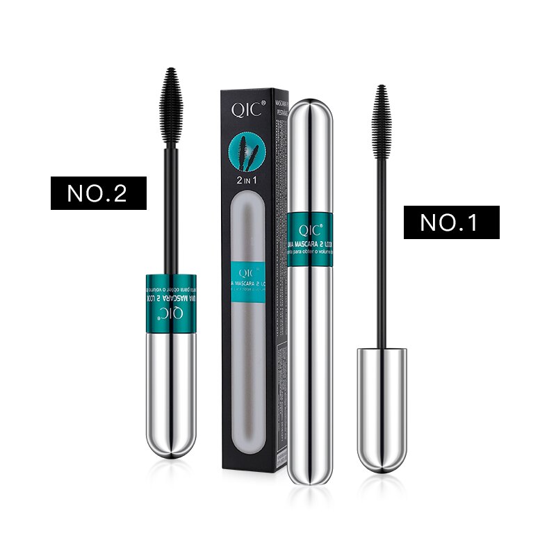 QIC Double Head Waterproof Mascara 4D Thick Pull Long Curl Eyelashes Liquid Not Easy Dizzy Dye Eye Lashes Quick Waterproof