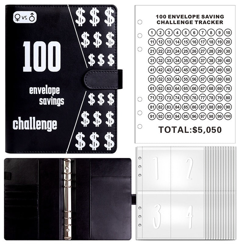 100 Envelope Challenge Binder Couple 100 Day Challenge Savings Handbooks Notebook