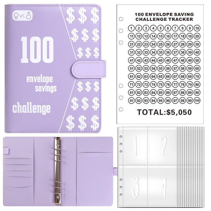 100 Envelope Challenge Binder Couple 100 Day Challenge Savings Handbooks Notebook