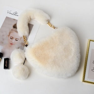 Cyber Red Fashion Plush Heart shaped Bag