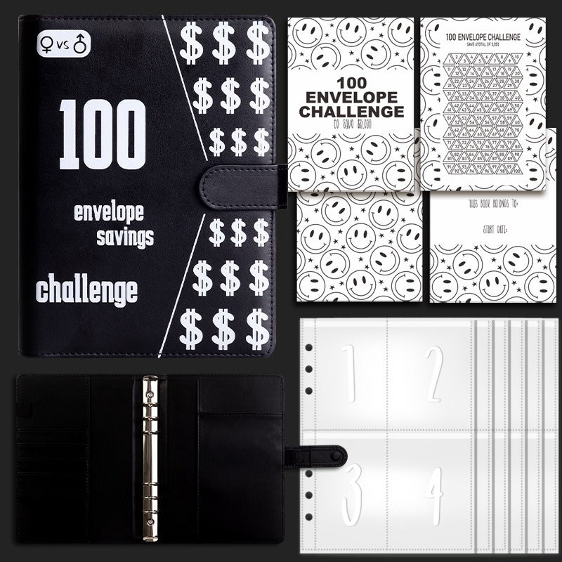 100 Envelope Challenge Binder Couple 100 Day Challenge Savings Handbooks Notebook