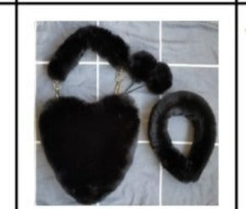 Cyber Red Fashion Plush Heart shaped Bag
