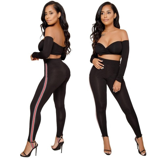 Sexy two piece set Short tube tops Pencil Pants Plus size women tracksuit womens two piece sets Fashion outfits