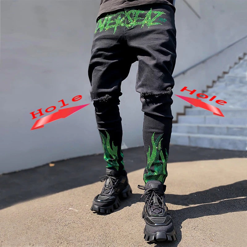 Skinny Hole Biker Trousers