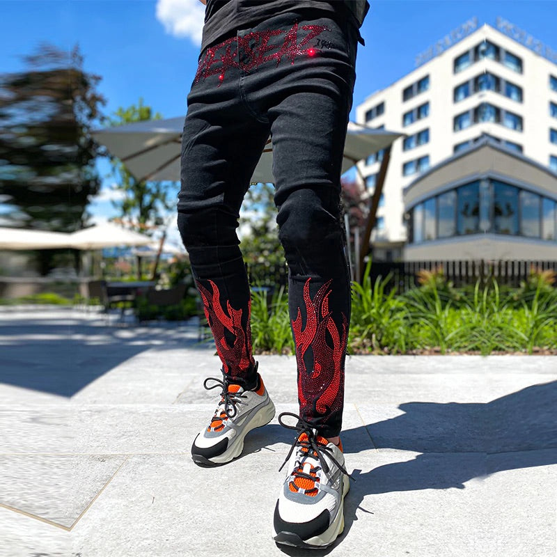 Skinny Hole Biker Trousers