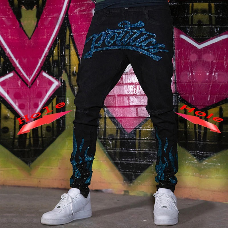 Skinny Hole Biker Trousers