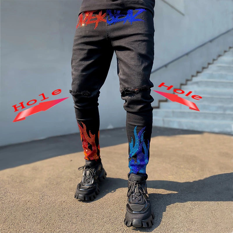 Skinny Hole Biker Trousers