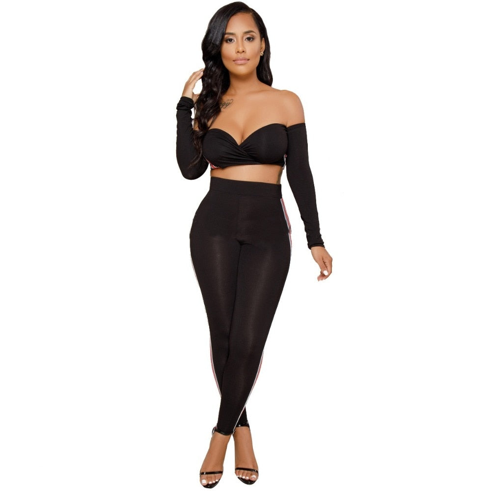 Sexy two piece set Short tube tops Pencil Pants Plus size women tracksuit womens two piece sets Fashion outfits