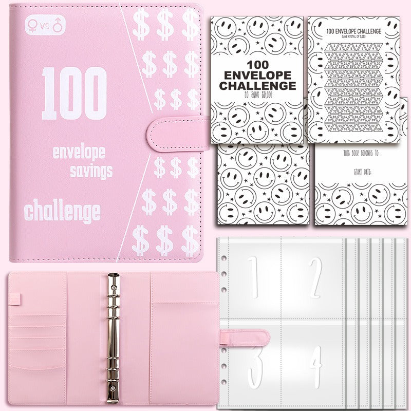 100 Envelope Challenge Binder Couple 100 Day Challenge Savings Handbooks Notebook