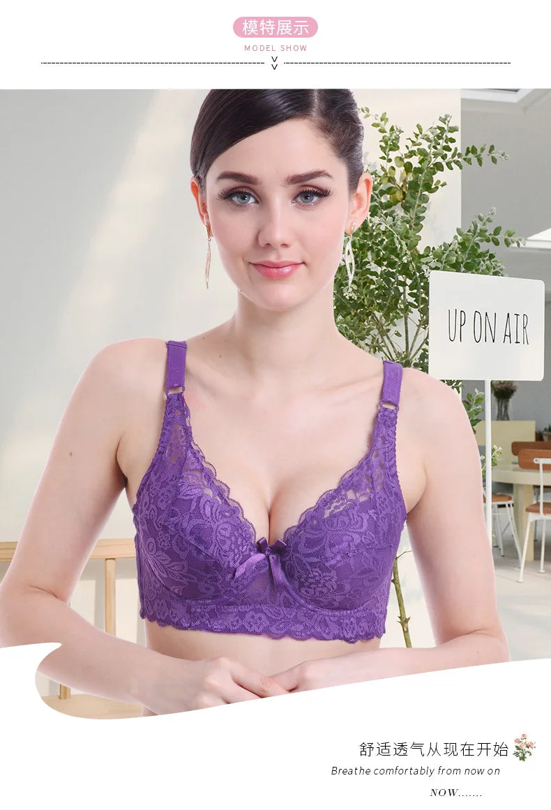 Hot Full cup thin underwear small bra plus size wireless adjustable lace Women's bra breast cover B C D cup Large size Lace Bras