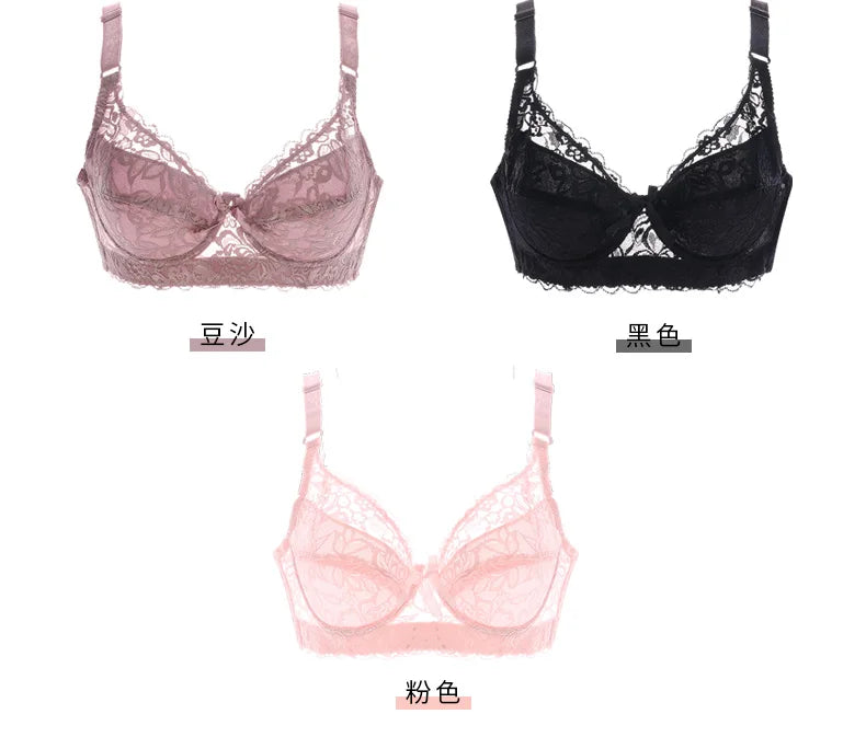 Hot Full cup thin underwear small bra plus size wireless adjustable lace Women's bra breast cover B C D cup Large size Lace Bras