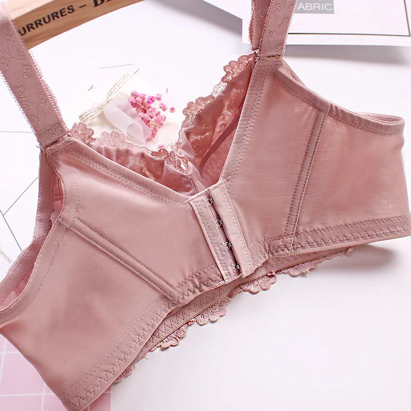 Women's Full coverage Underwired Non Padding Sheer Floral Lace Breathable Balconette Bra Plus Size 34 36 38 40 42 44 46 48 B-H