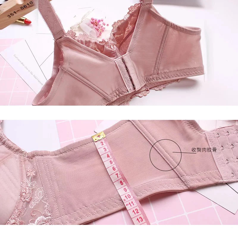 Women's Full coverage Underwired Non Padding Sheer Floral Lace Breathable Balconette Bra Plus Size 34 36 38 40 42 44 46 48 B-H