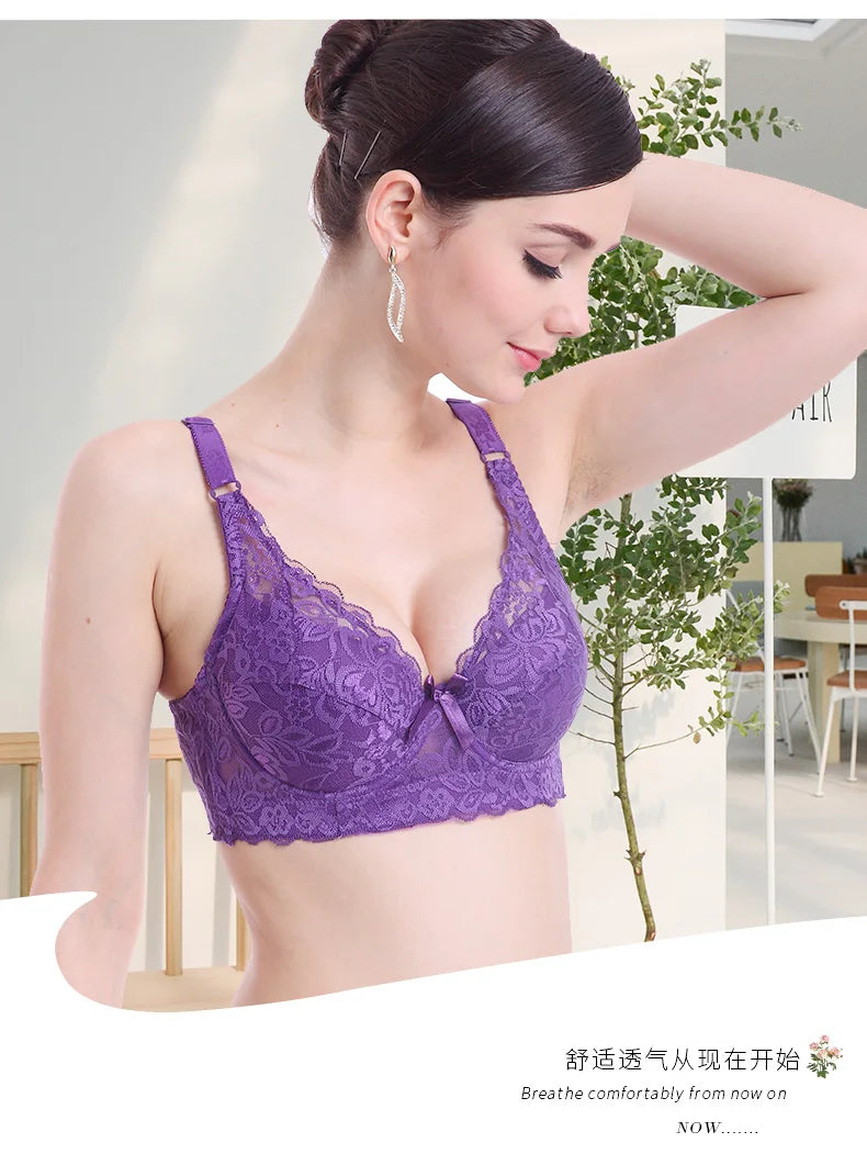Hot Full cup thin underwear small bra plus size wireless adjustable lace Women's bra breast cover B C D cup Large size Lace Bras