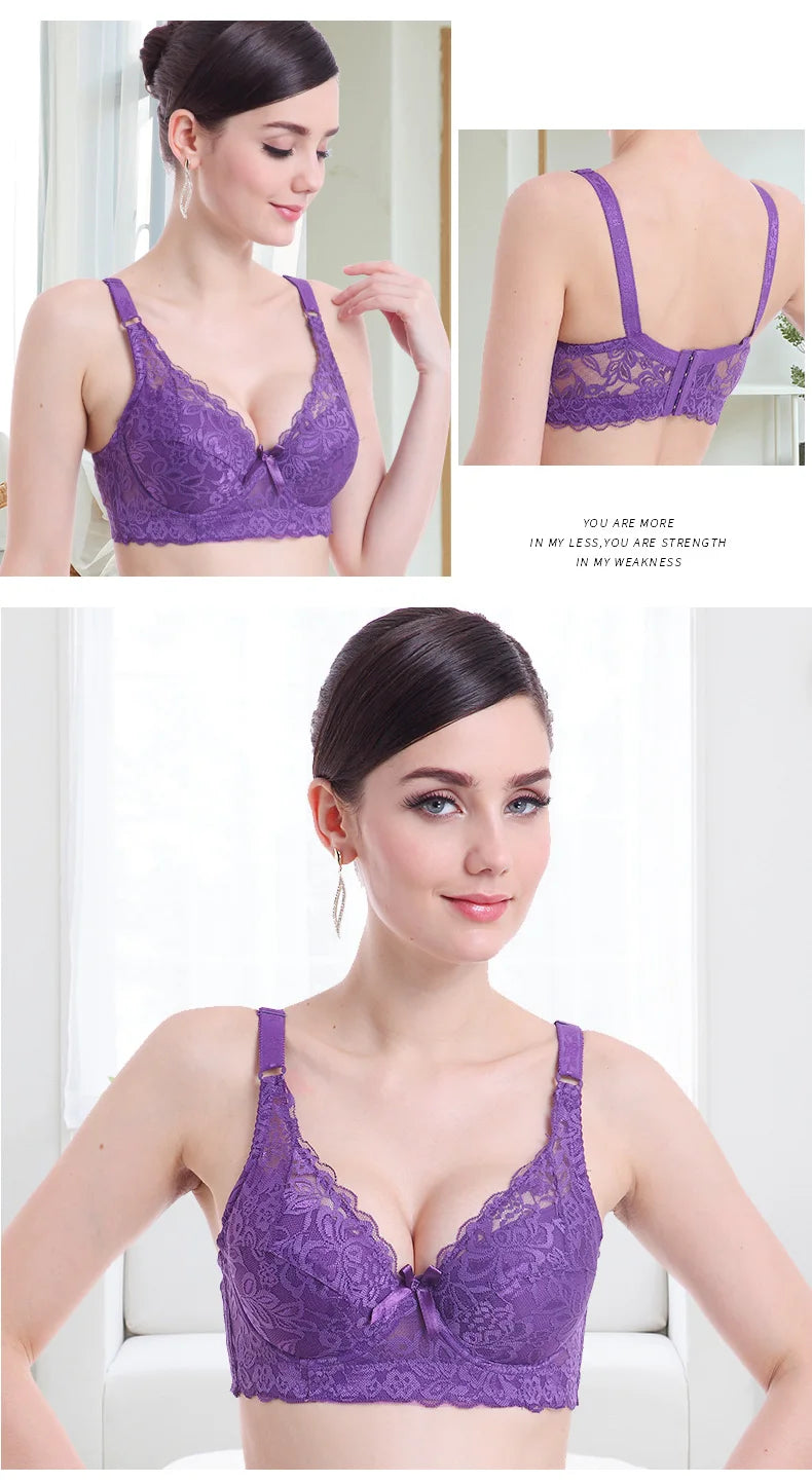 Hot Full cup thin underwear small bra plus size wireless adjustable lace Women's bra breast cover B C D cup Large size Lace Bras