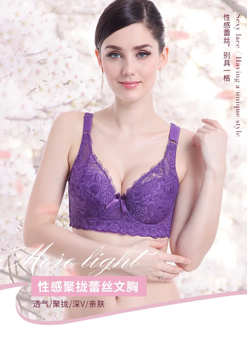 Hot Full cup thin underwear small bra plus size wireless adjustable lace Women's bra breast cover B C D cup Large size Lace Bras