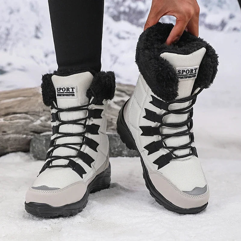 Women Winter Snow Boots with Warm Plush Lining Mid Length Ankle Flat Bottomed Thick Soled Short Boots Fashionable Casual Shoes
