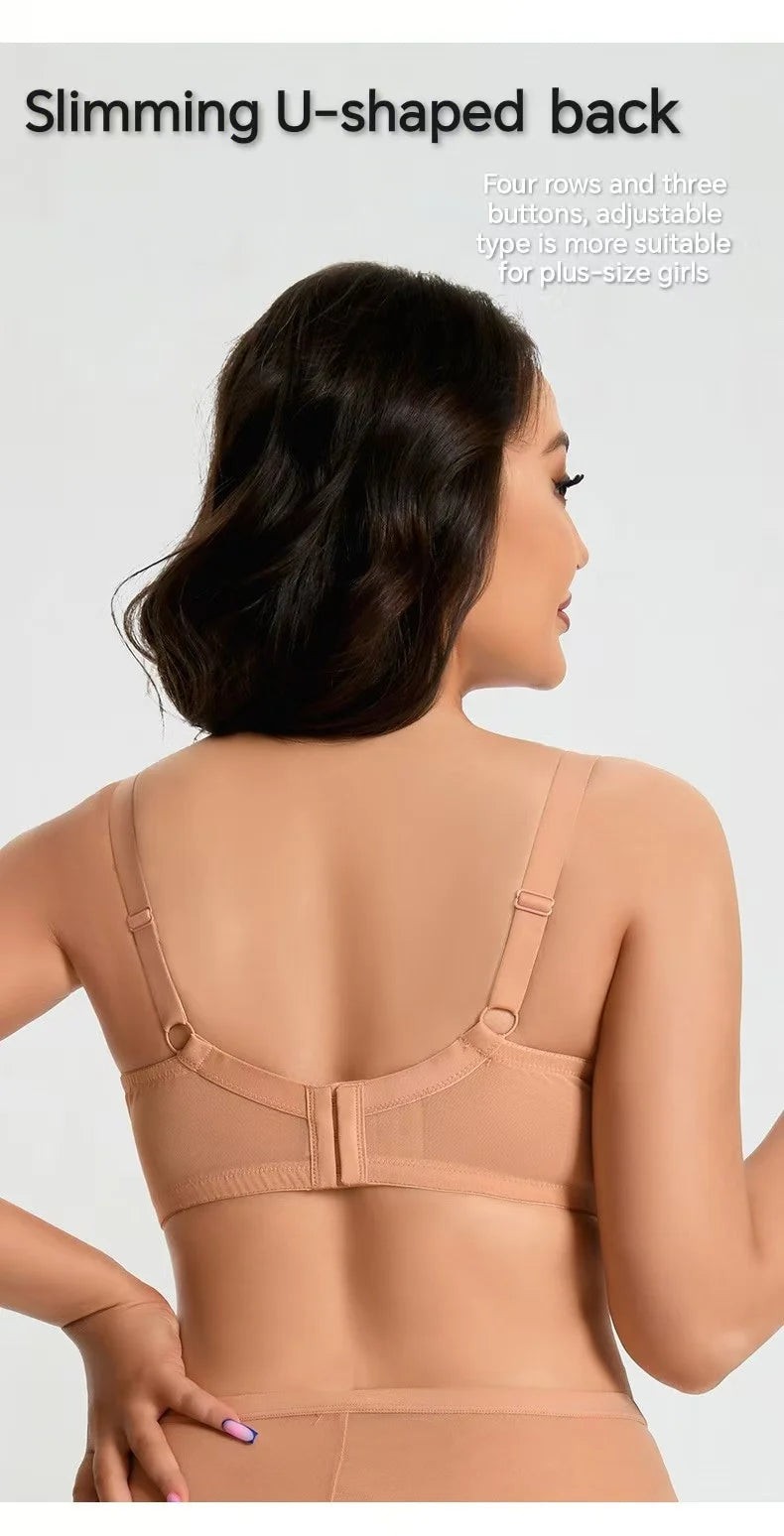 Plus Size Minimizer Bra for Women Underwire Full Coverage Anti-sagging Breathable Gathered DEFG Cup Supportive Lingerie