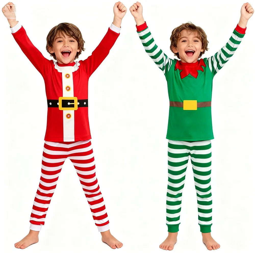 Kids Christmas Pajamas Sets Children's Santa Claus Striped Boys Pyjamas Girls Pijamas Nightwear Homewear Baby Christmas Pyjamas