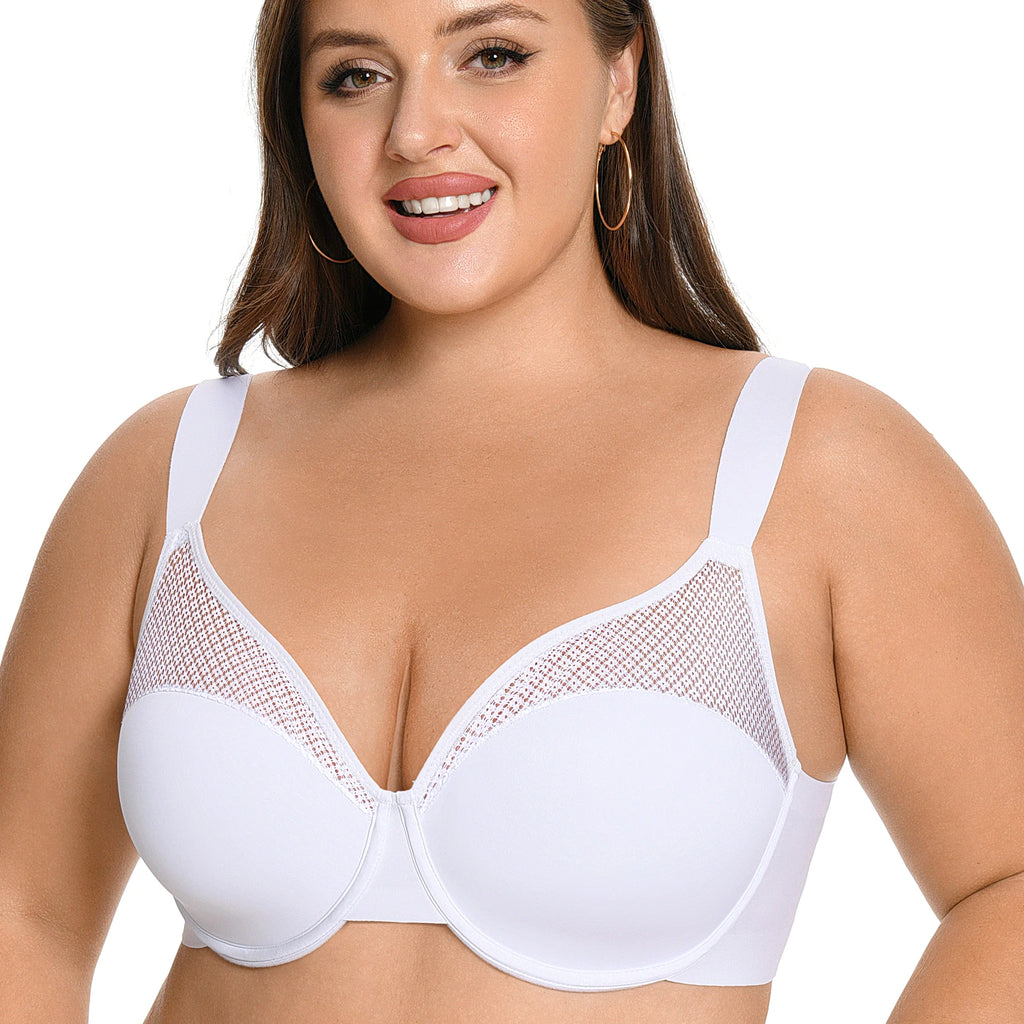 New Minimizer Lace Bras Unpadded Underwire Women Bra Thin Mesh Big Size Breast Cups Sexy Everyday Bra