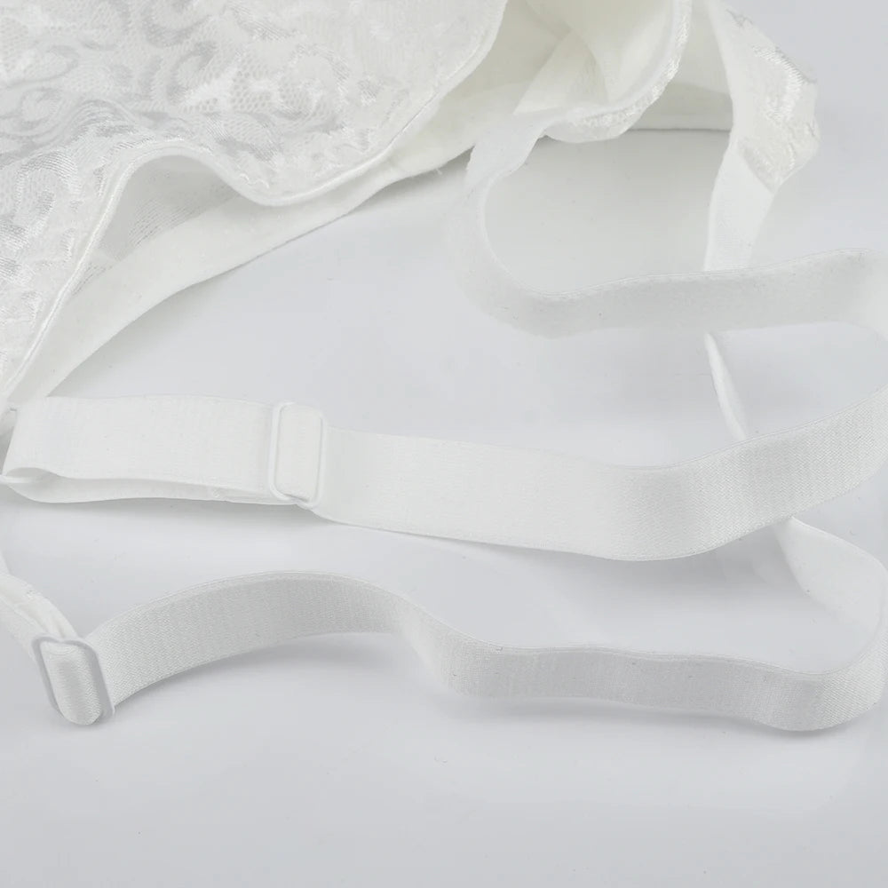 Sheroine Plus Size Minimizer Bra Full Coverage Underwire Plunge Bra with Floral Lace Mesh for Big Breast Support & Comfort