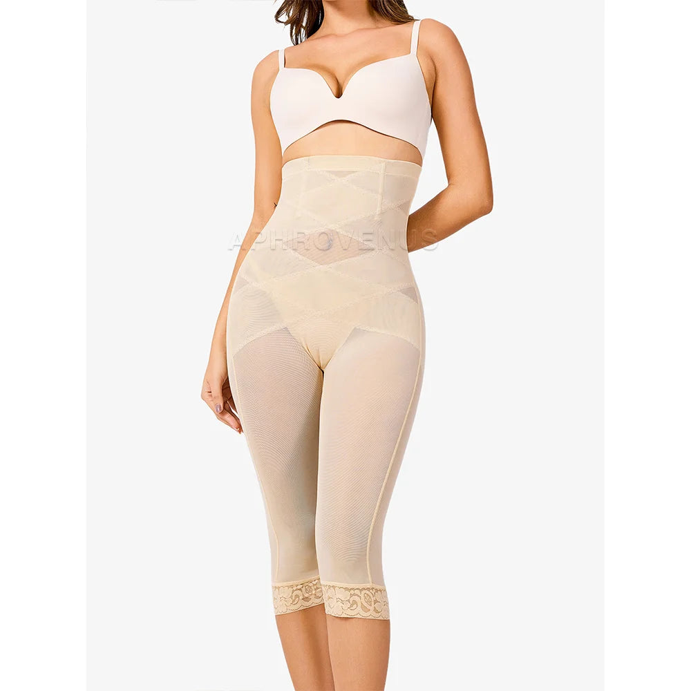 Butt Lifting High Waist Lace Tummy Control Shaper Mid Pants for Women Shapewear Slimming Underwear Elastic Waist Trainer Pants