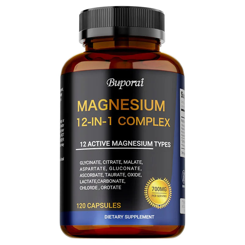 Magnesium Complex Capsules - Support Muscle, Bone, Heart Health, Improve Sleep, Stress & Anxiety Relief - Dietary Supplement