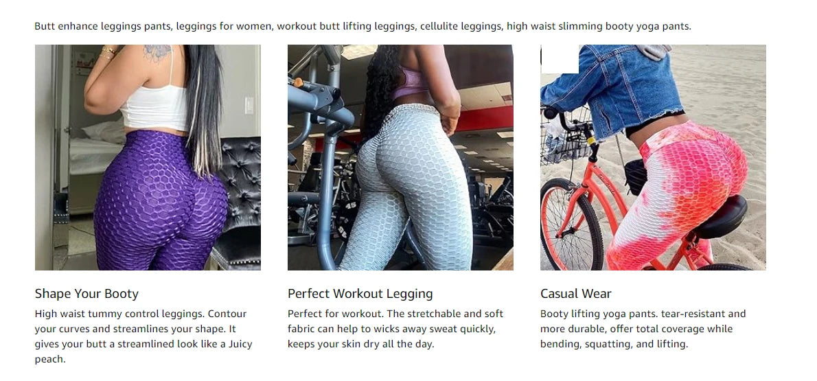 Workout Yoga Leggings Pants Butt Lifting Scrunch Booty Leggings Tummy Control Women High Waisted Gym Tights Anti Cellulite