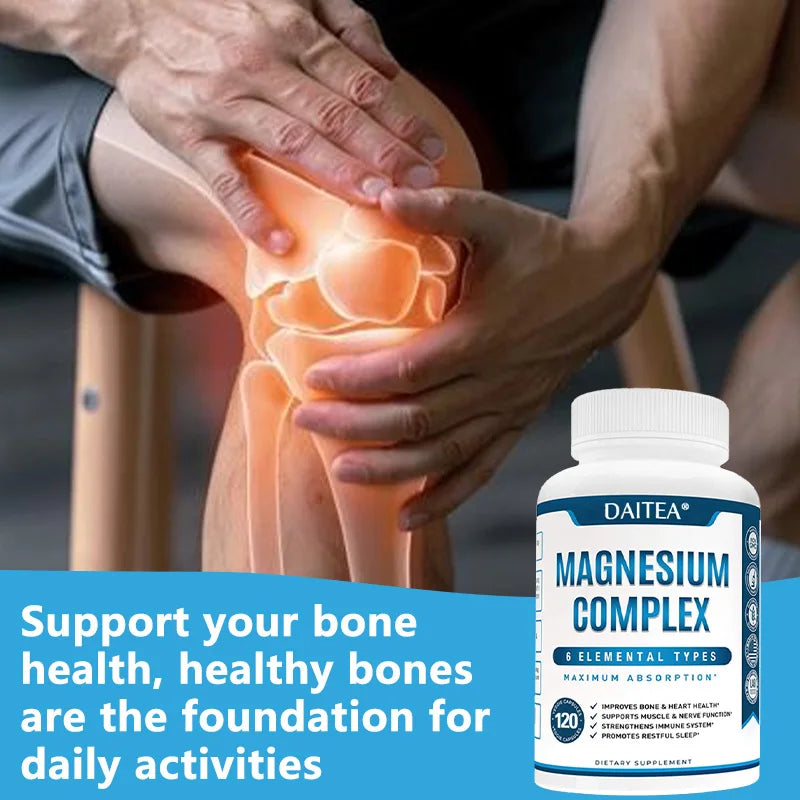Magnesium Complex Supplement - for Supporting Muscles, Nerves, Heart and Bones, High Absorption Vegetarian Capsules
