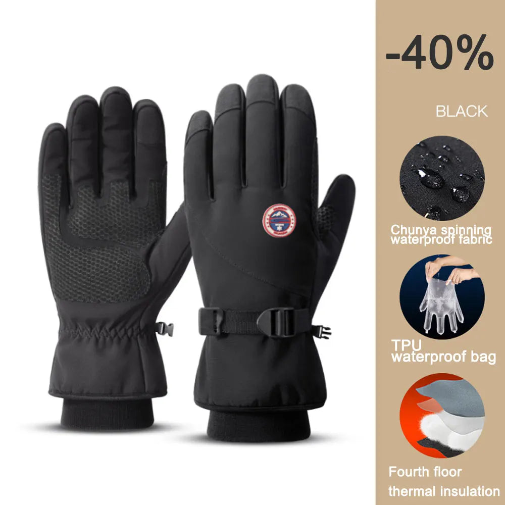 Men Winter Waterproof Cycling Gloves Outdoor Sports Running Motorcycle Ski Touch Screen Fleece Gloves Non-slip Warm Full Fingers