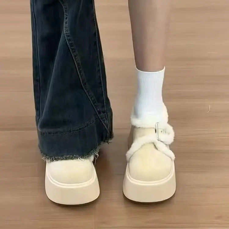 Women's Thick-Soled Snow Boots2025 New Winter Women's Shoes Plus Velvet Thickened Fur Warm Cotton Shoes