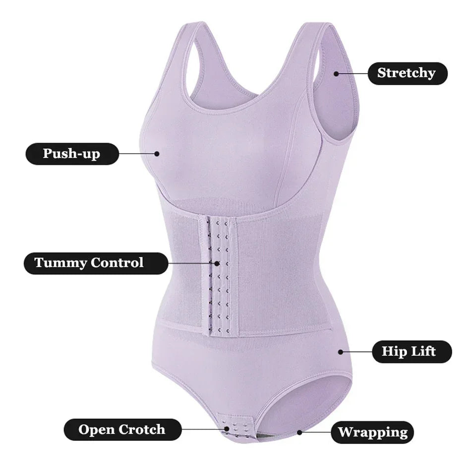 2025 New Bodysuit Shapewear with Zipper Belt Women Tummy Control Fajas Body Shaper Waist Trainer Slimming Cincher Corset Tops