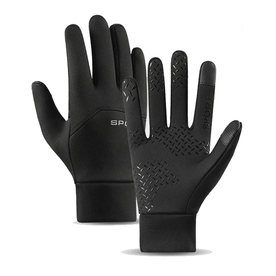 Men Winter Waterproof Cycling Gloves Outdoor Sports Ski Running Motorcycle Touch Screen Fleece Gloves Non-Slip Warm Full Fingers