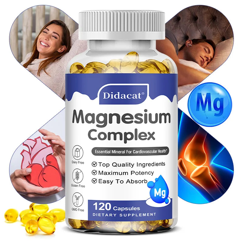 Magnesium Complex Capsuless - Bone, Muscle & Heart Health Supplement, Sleep Support, Muscle Relaxation, Stress & Anxiety Relief